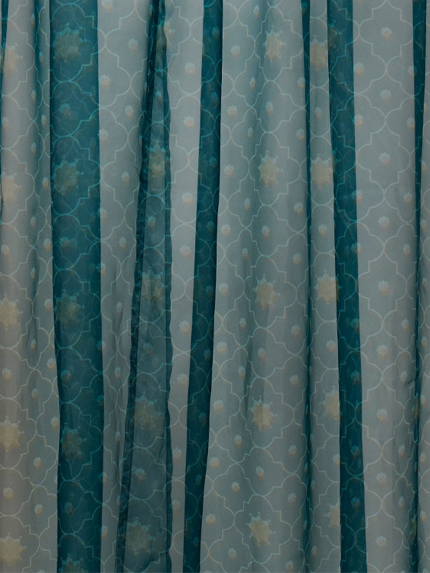 Door Transparent Sheer Curtain Polyster Moroccon Ogee Teal - 54" X 90"