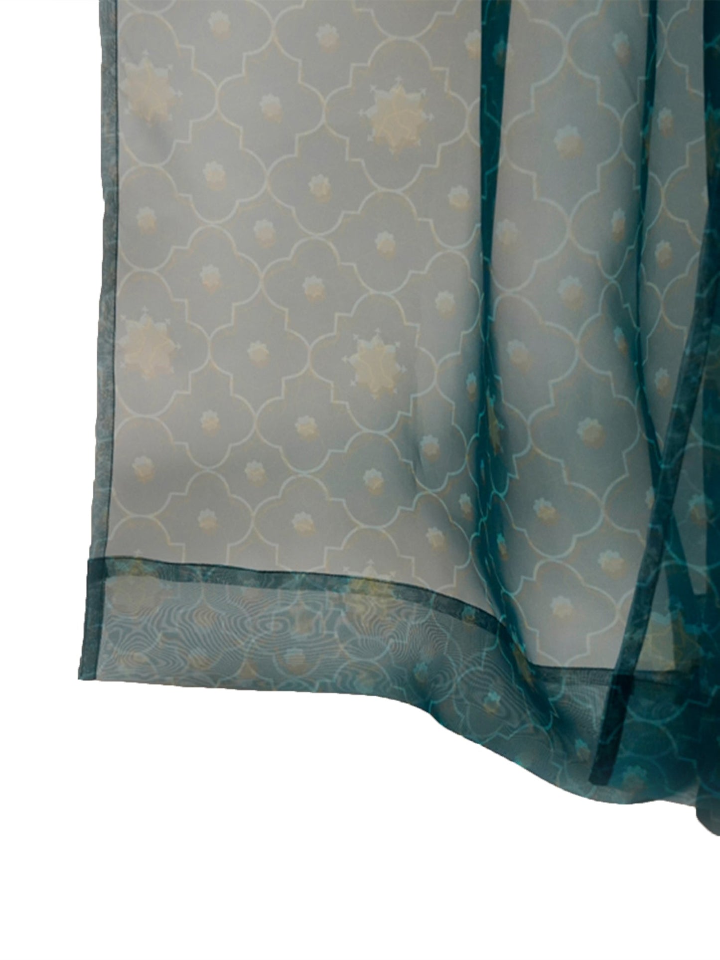 Door Transparent Sheer Curtain Polyster Moroccon Ogee Teal - 50" X 90"