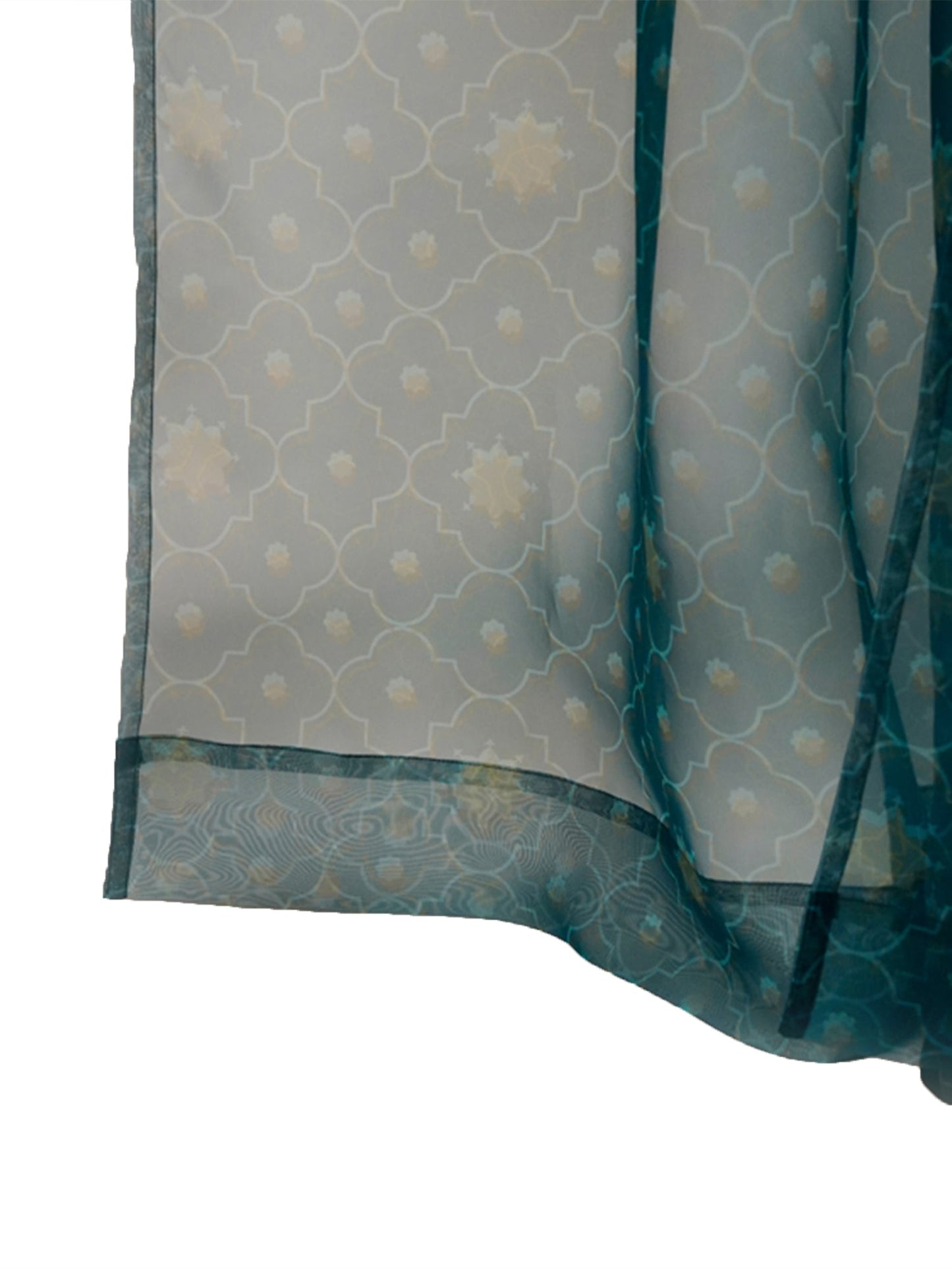 Door Transparent Sheer Curtain Polyster Moroccon Ogee Teal - 54" X 90"