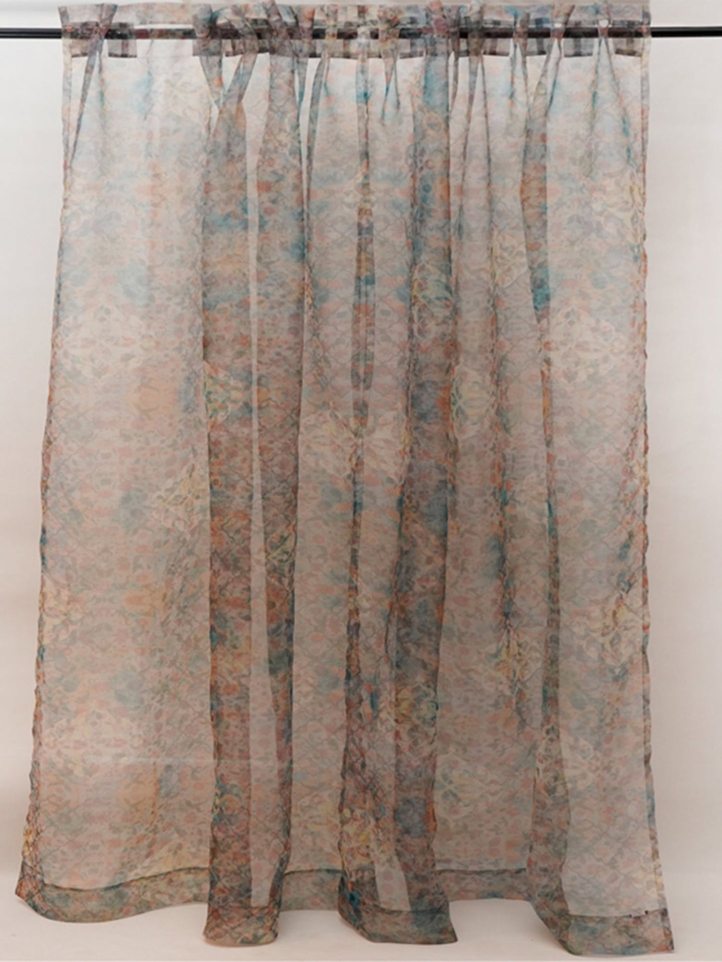 Door Transparent Sheer Curtain Polyester Abstract Floral Brown - 54" X 90"