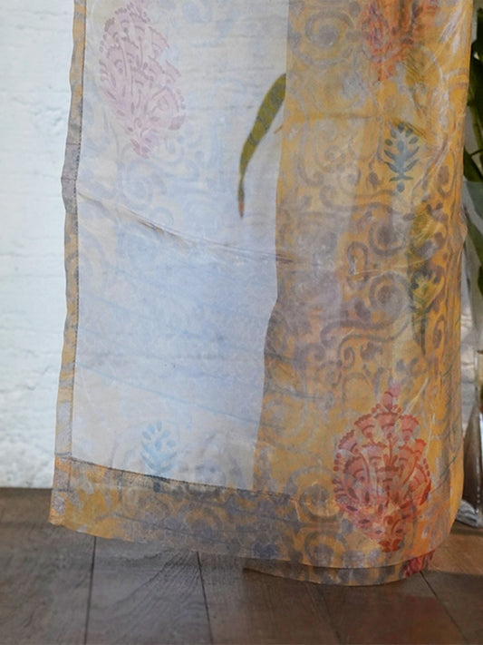 Door Transparent Sheer Curtain Polyster Abstract Yellow - 50" X 90"