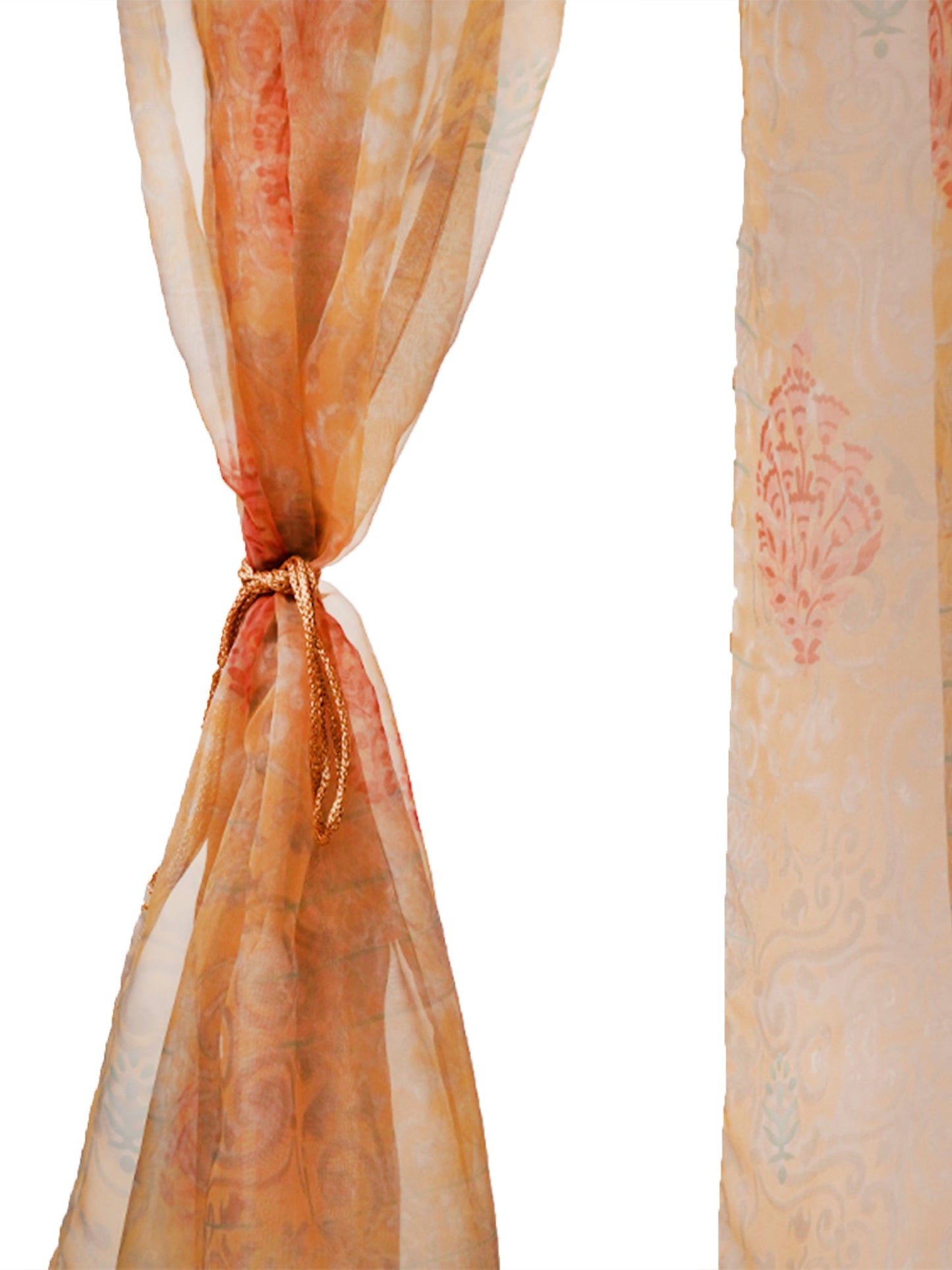 Door Transparent Sheer Curtain Polyster Abstract Yellow - 54" X 90"