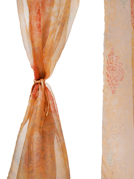 Door Transparent Sheer Curtain Polyster Abstract Yellow - 50" X 90"