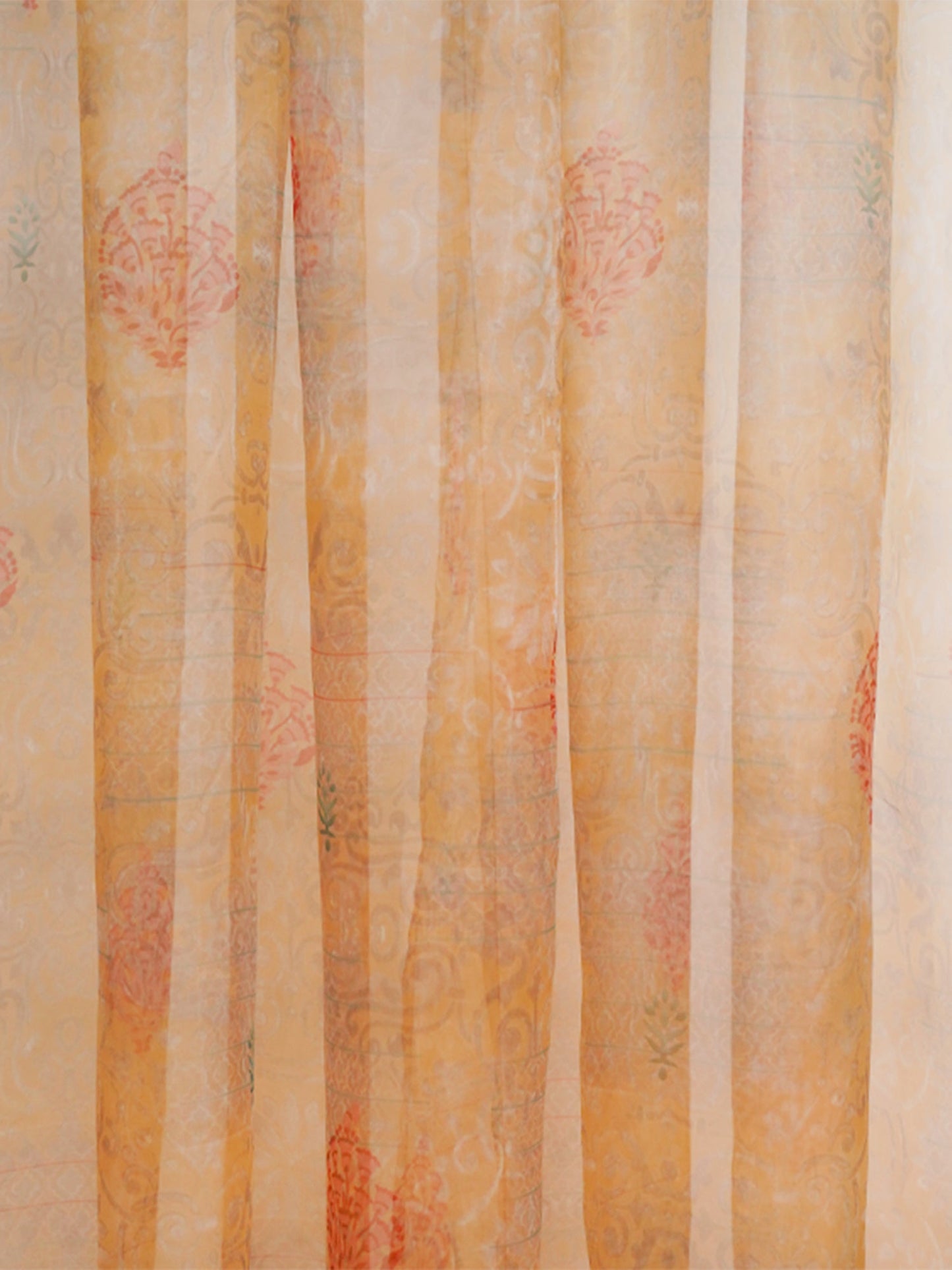 Door Transparent Sheer Curtain Polyster Abstract Yellow - 54" X 90"