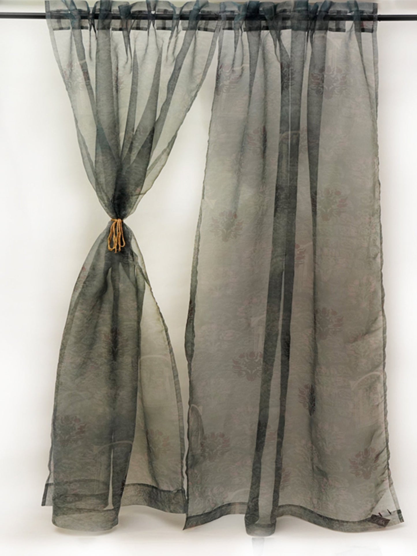 Door Transparent Sheer Curtain Polyster Abstract Grey - 50" X 90"