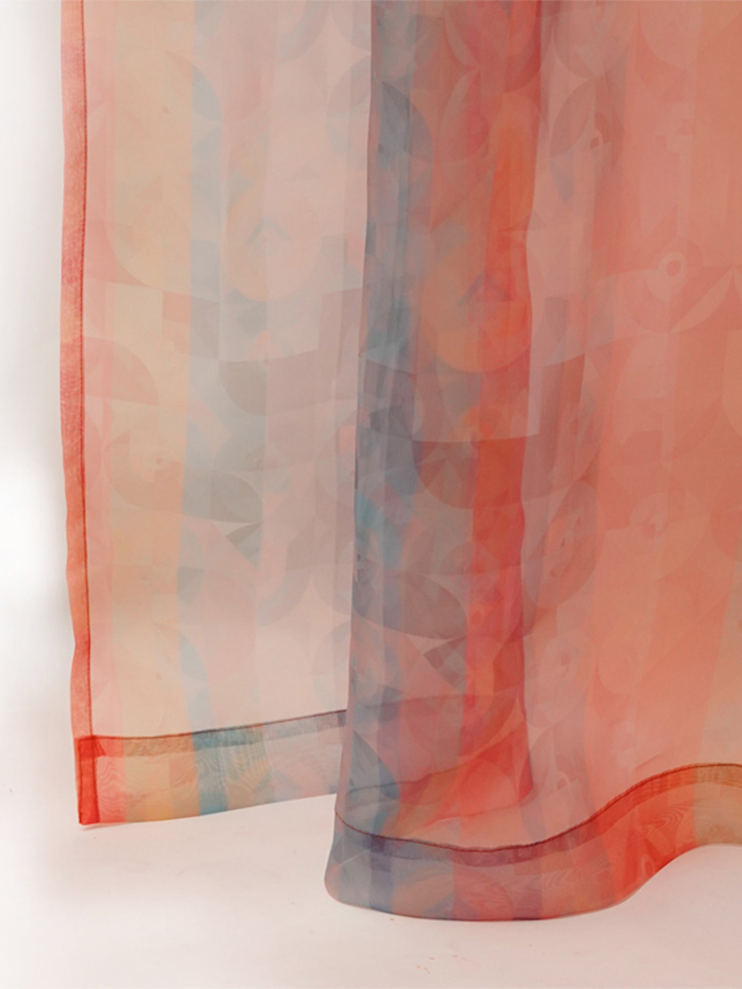 Door Transparent Sheer Curtain Polyester Abstract Multi Color - 50" X 90"
