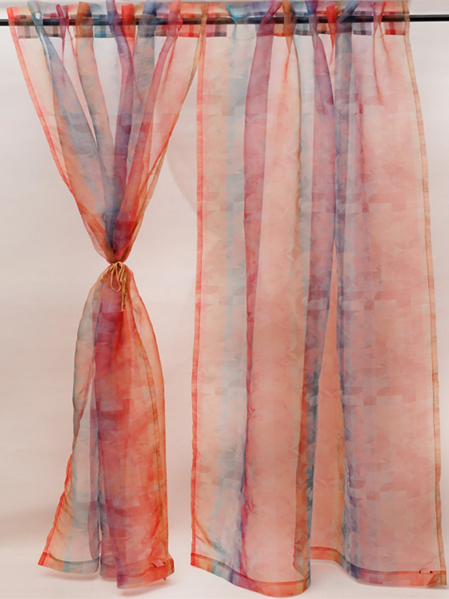 Door Transparent Sheer Curtain Polyester Abstract Multi Color - 50" X 90"