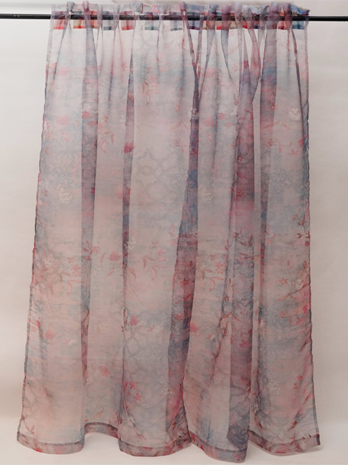 Door Transparent Sheer Curtain Polyester Abstract Floral Multi - 54" X 90"