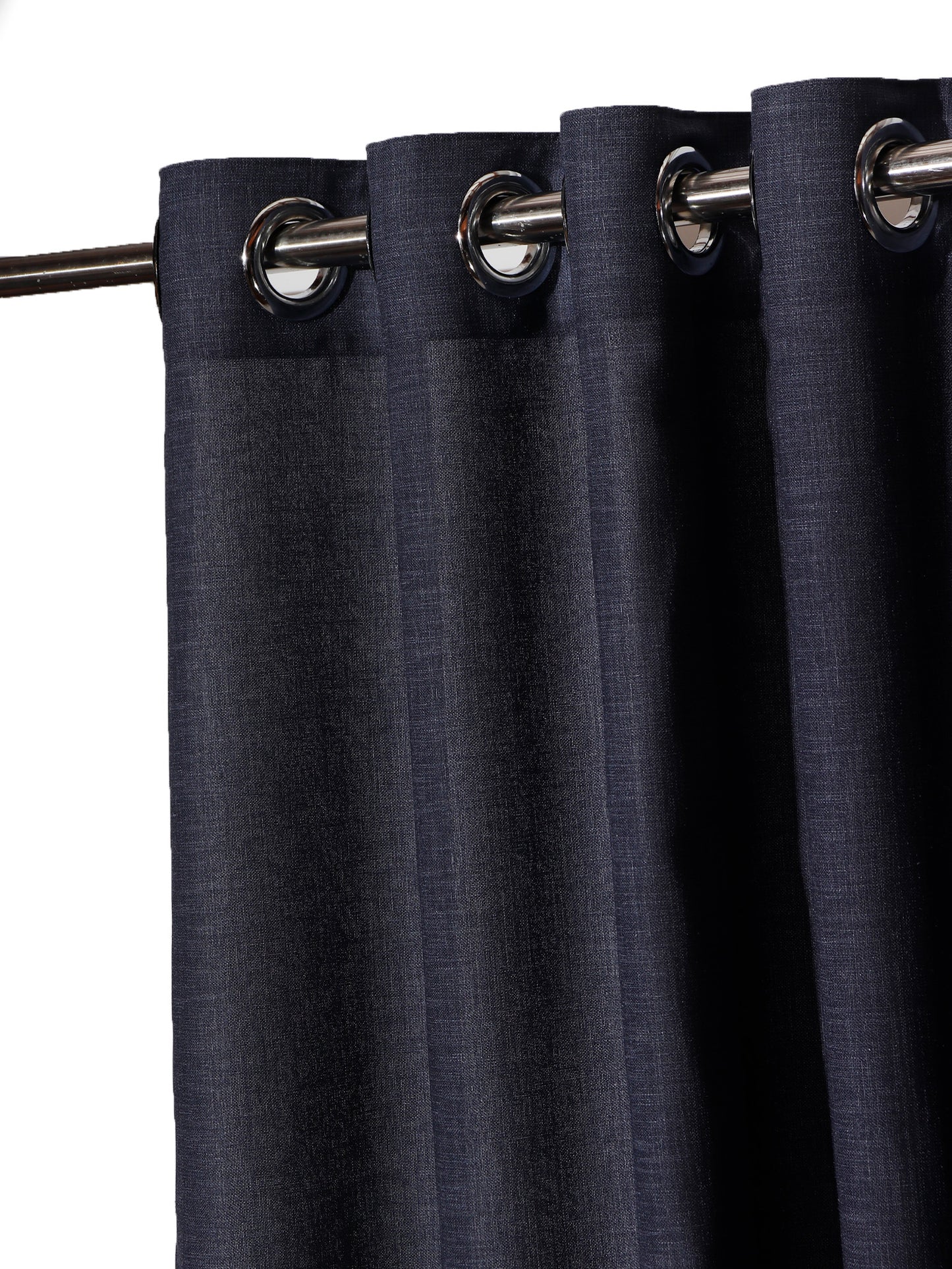 Window Curtain Polyester Blend Basket Weave Dark Blue - 50" X 60"