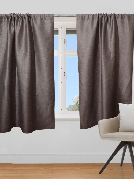 textured window curtain with rod pocket in grey color - 50x60 inch