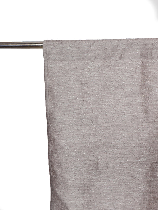 closeup of textured window curtain with rod pocket in grey color - 50x60 inch