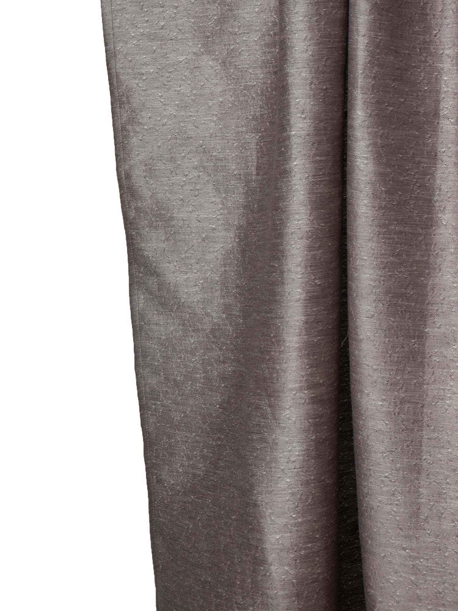 closeup of textured window curtain with rod pocket in grey color - 50x60 inch