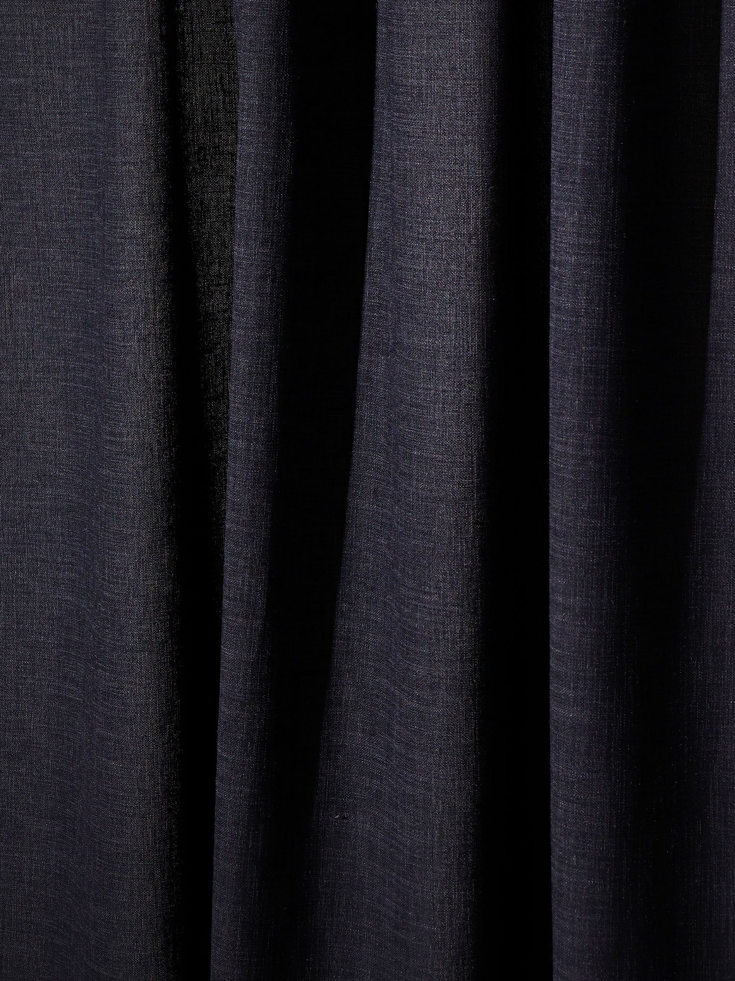 closeup of embroidered window curtain in set of 2 panels in dark blue color with rod pocket for hanging - 50x60 inches