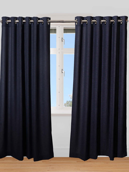 set of 2 door curtain with rod pocket - dark blue - 50x84 inch
