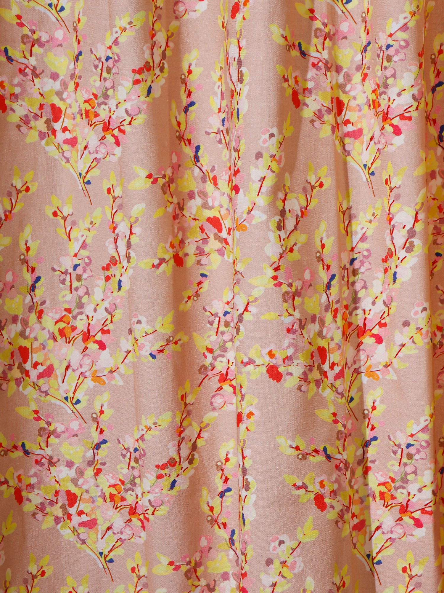 close up of floral door curtains in pink color - 7 feet, 50x84 inch