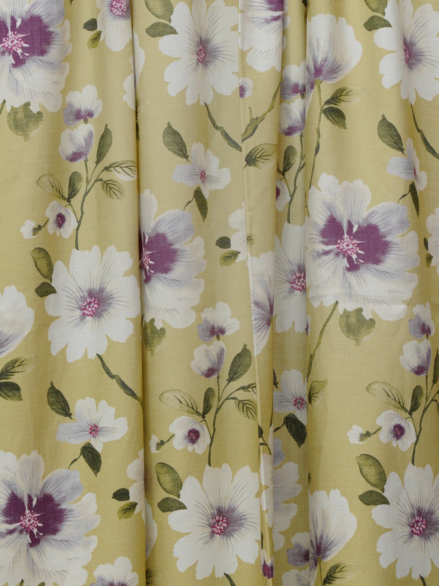 Window Curtain Cotton Blend Floral Olive Green with White 50" X 60"