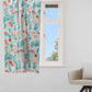 Window Curtain Cotton Blend Floral Offwhite with Peach and Teal - 50" X 60"