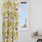 Door Curtain Cotton Blend Floral Olive Green with White - 84" X 50"