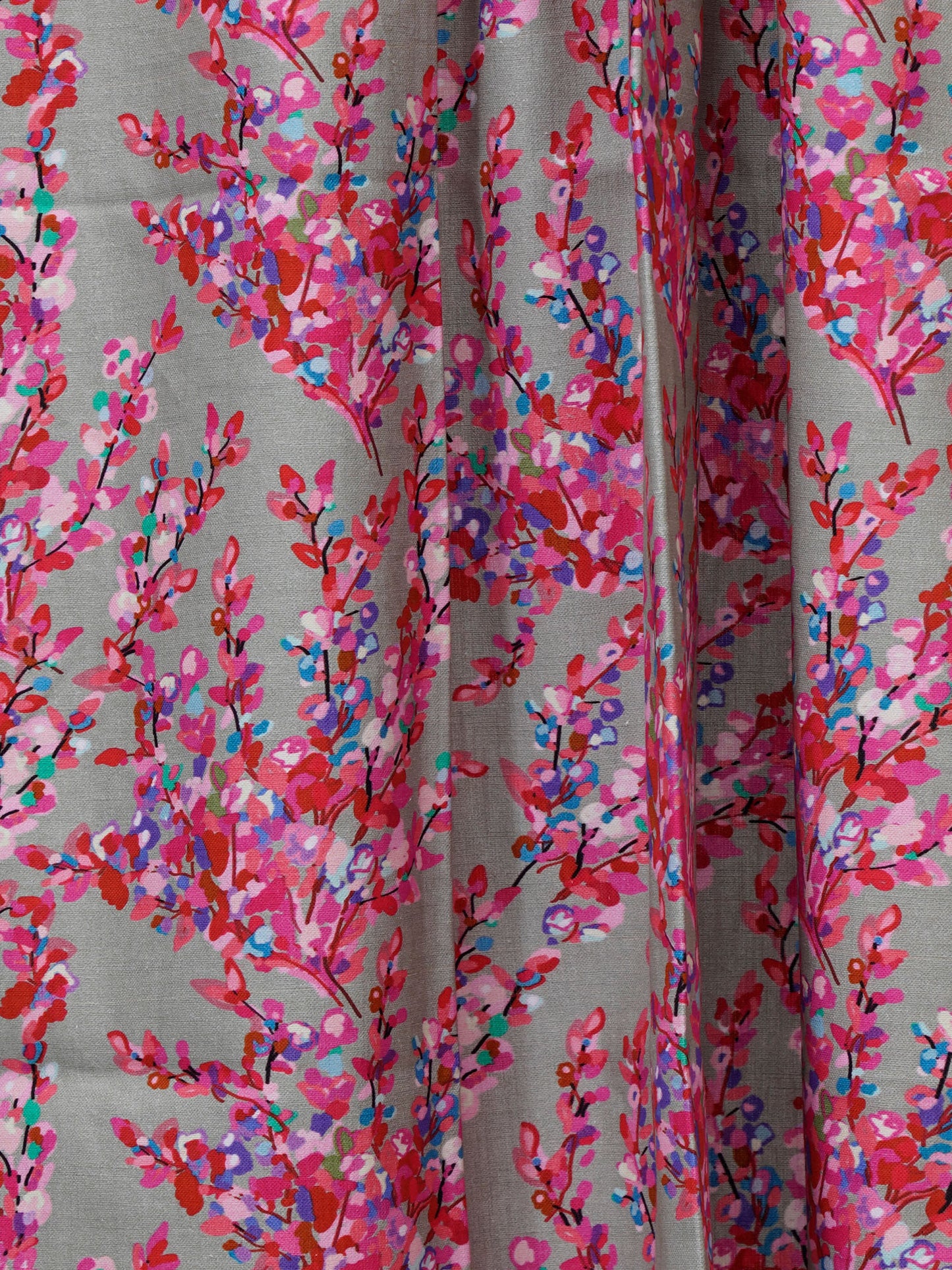 Door Curtain Cotton Blend Digital Print Floral Pink and Red - 84" X 50"