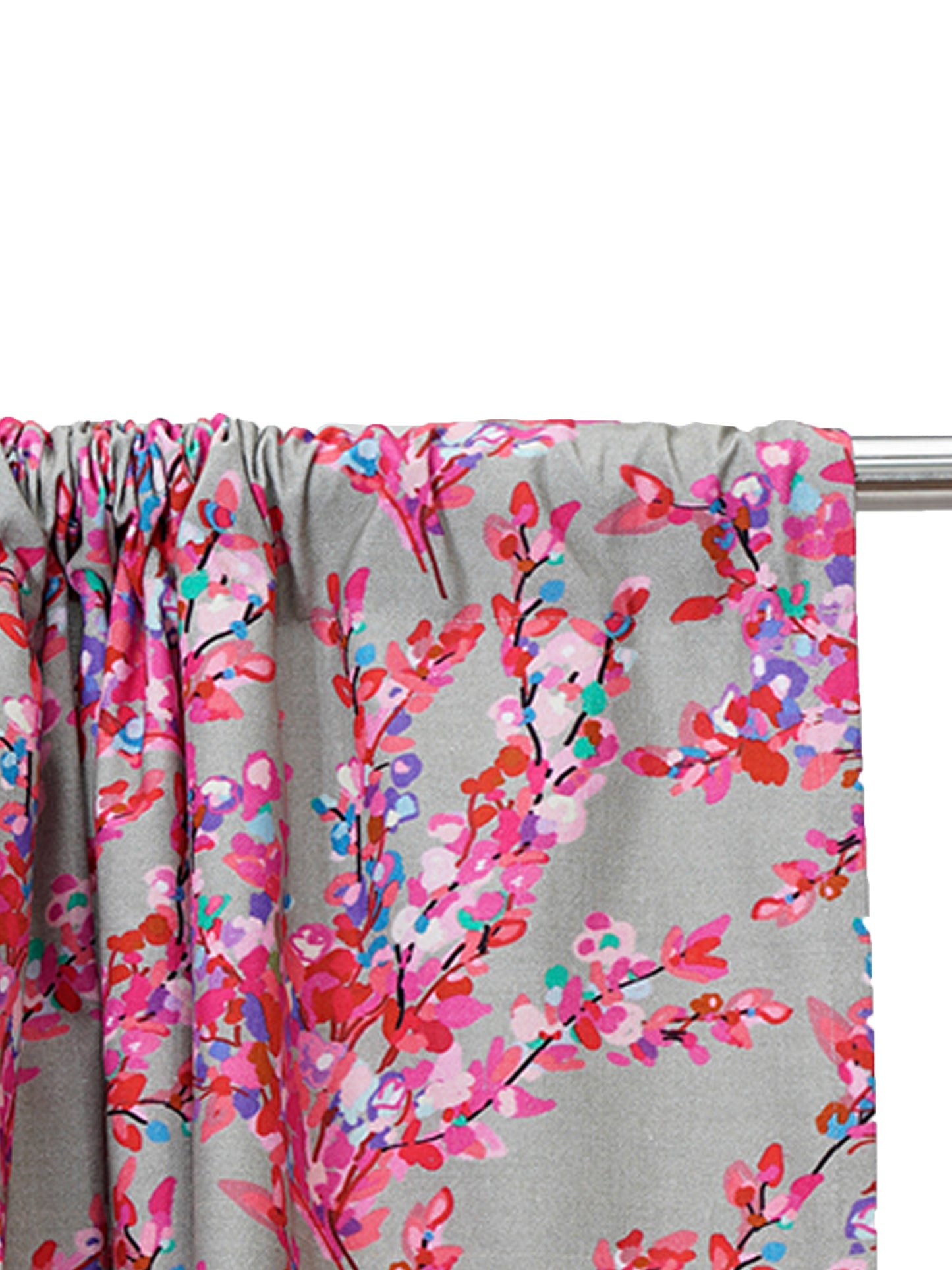 Door Curtain Cotton Blend Digital Print Floral Pink and Red - 84" X 50"