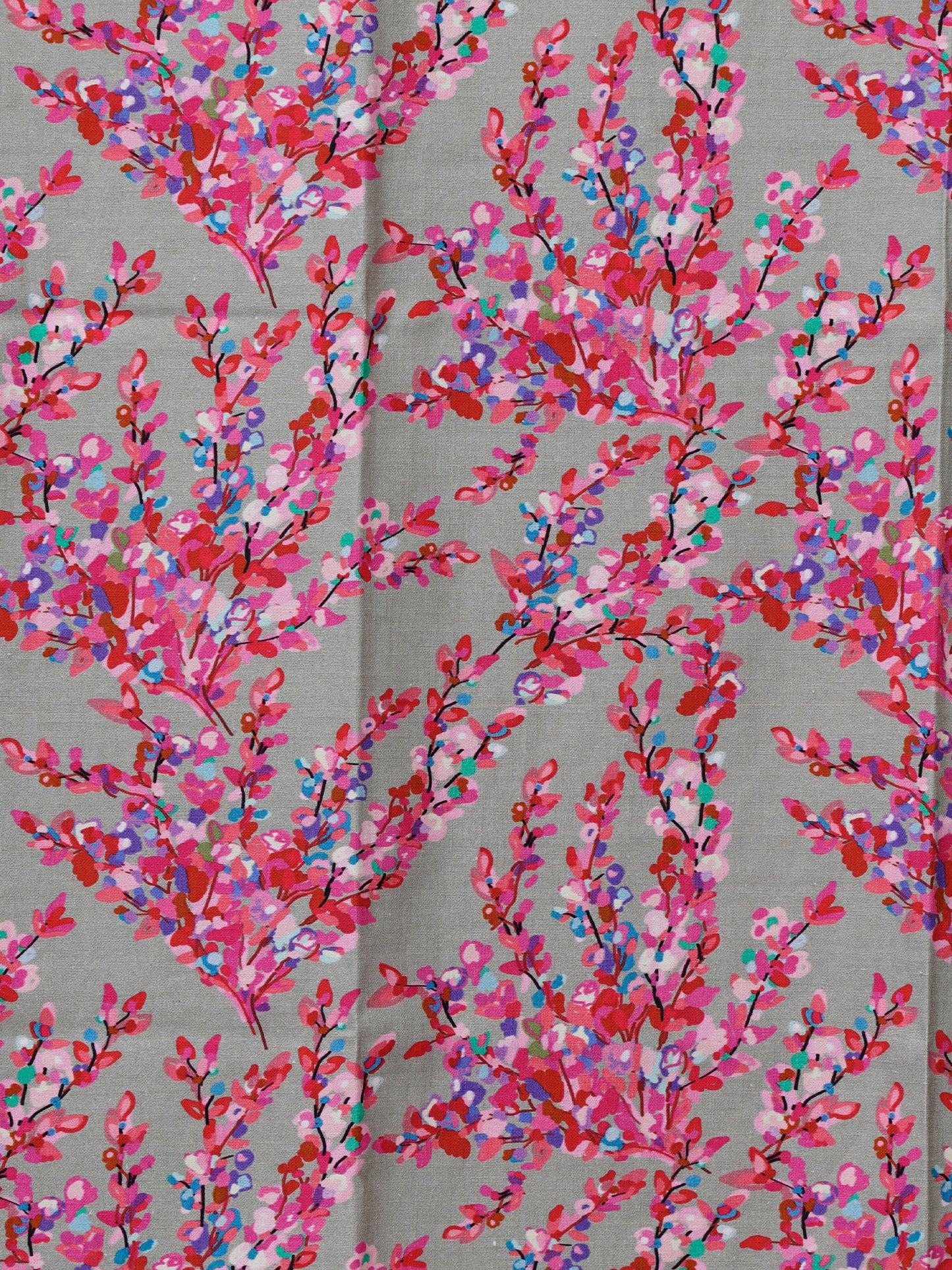 Door Curtain Cotton Blend Digital Print Floral Pink and Red - 84" X 50"