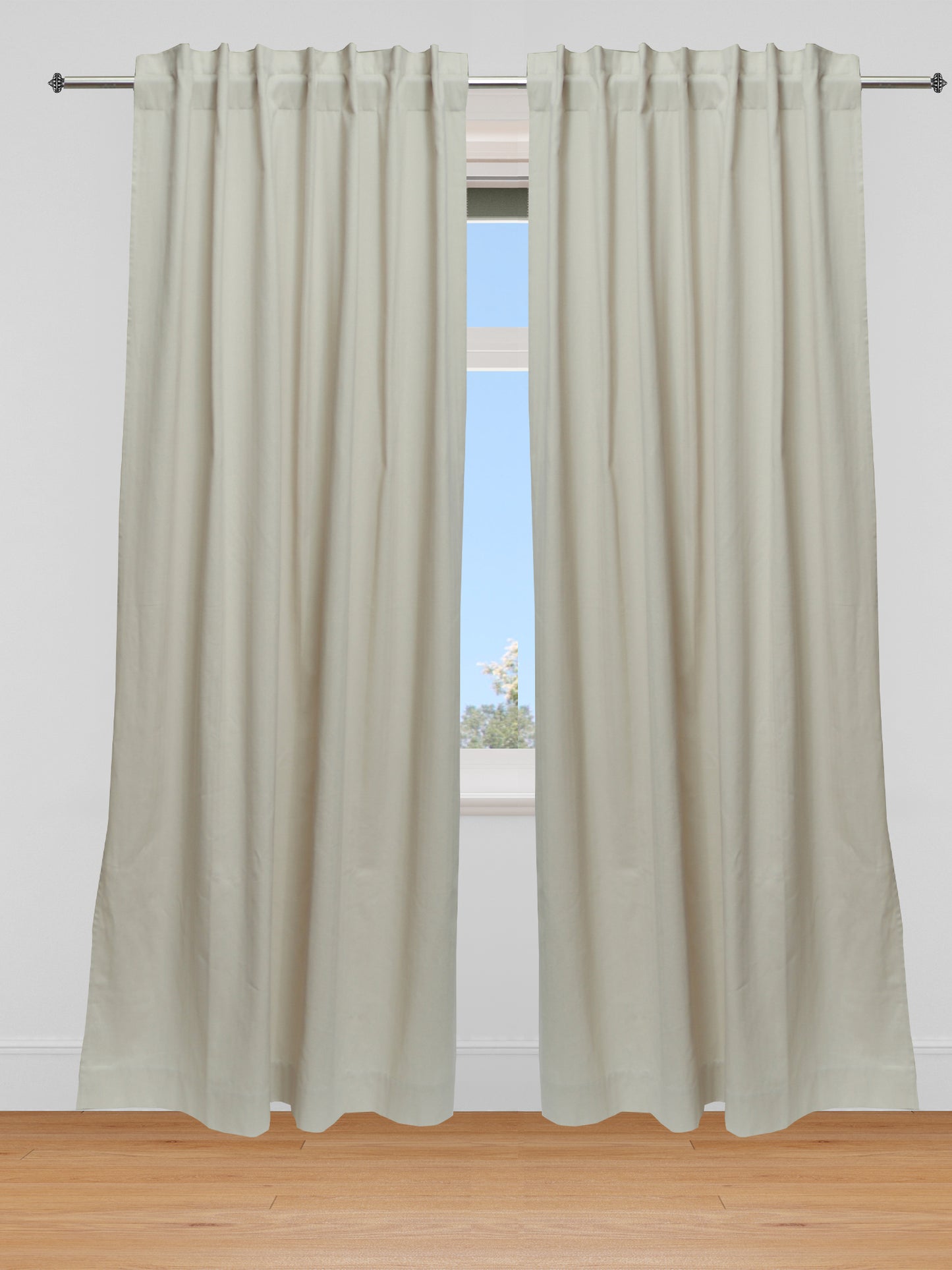 Curtain Cotton Blend Hidden Loop Self Textured Off White - 52" x 90"