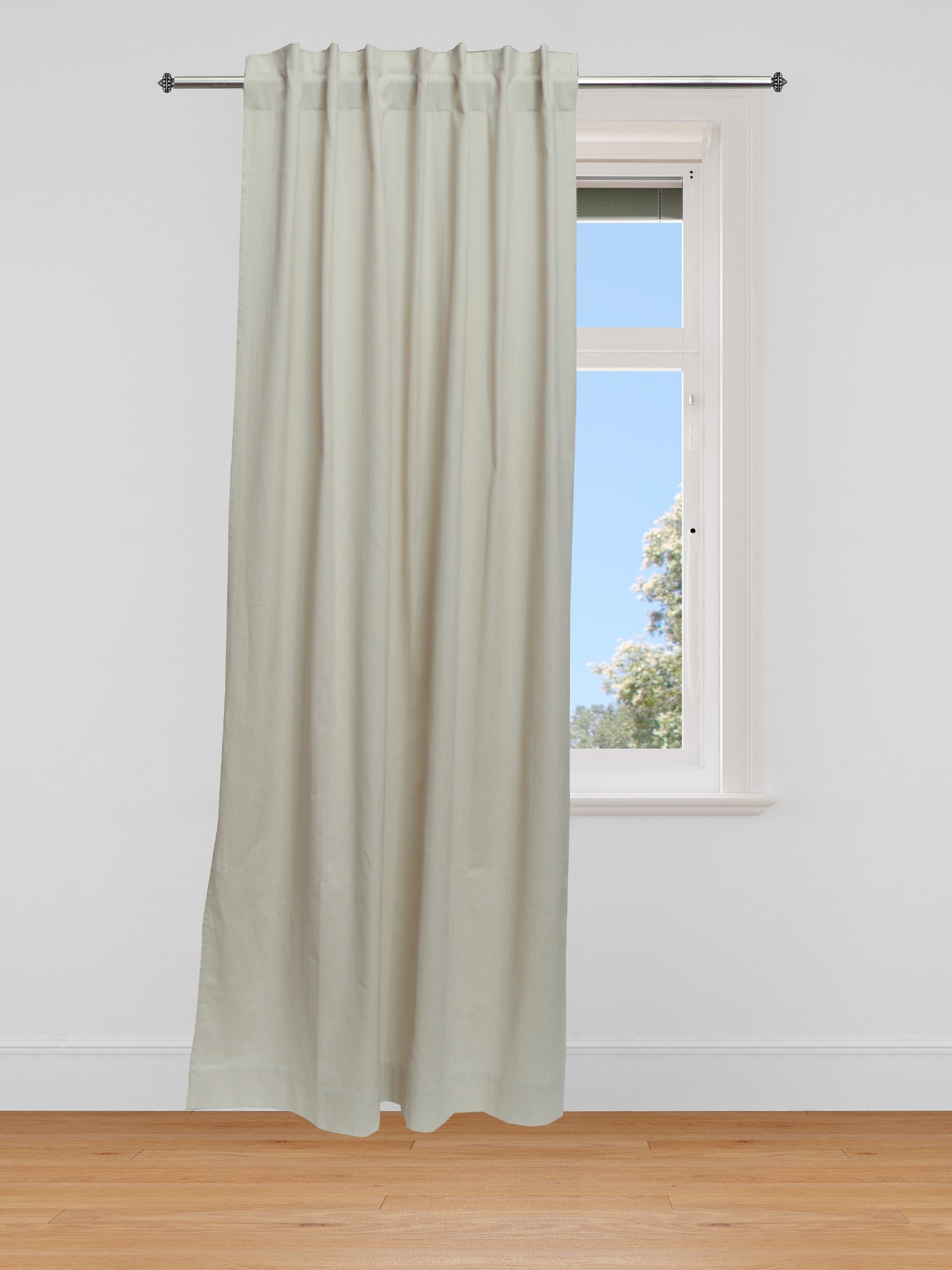 Curtain Cotton Blend Hidden Loop Self Textured Off White - 52" x 90"