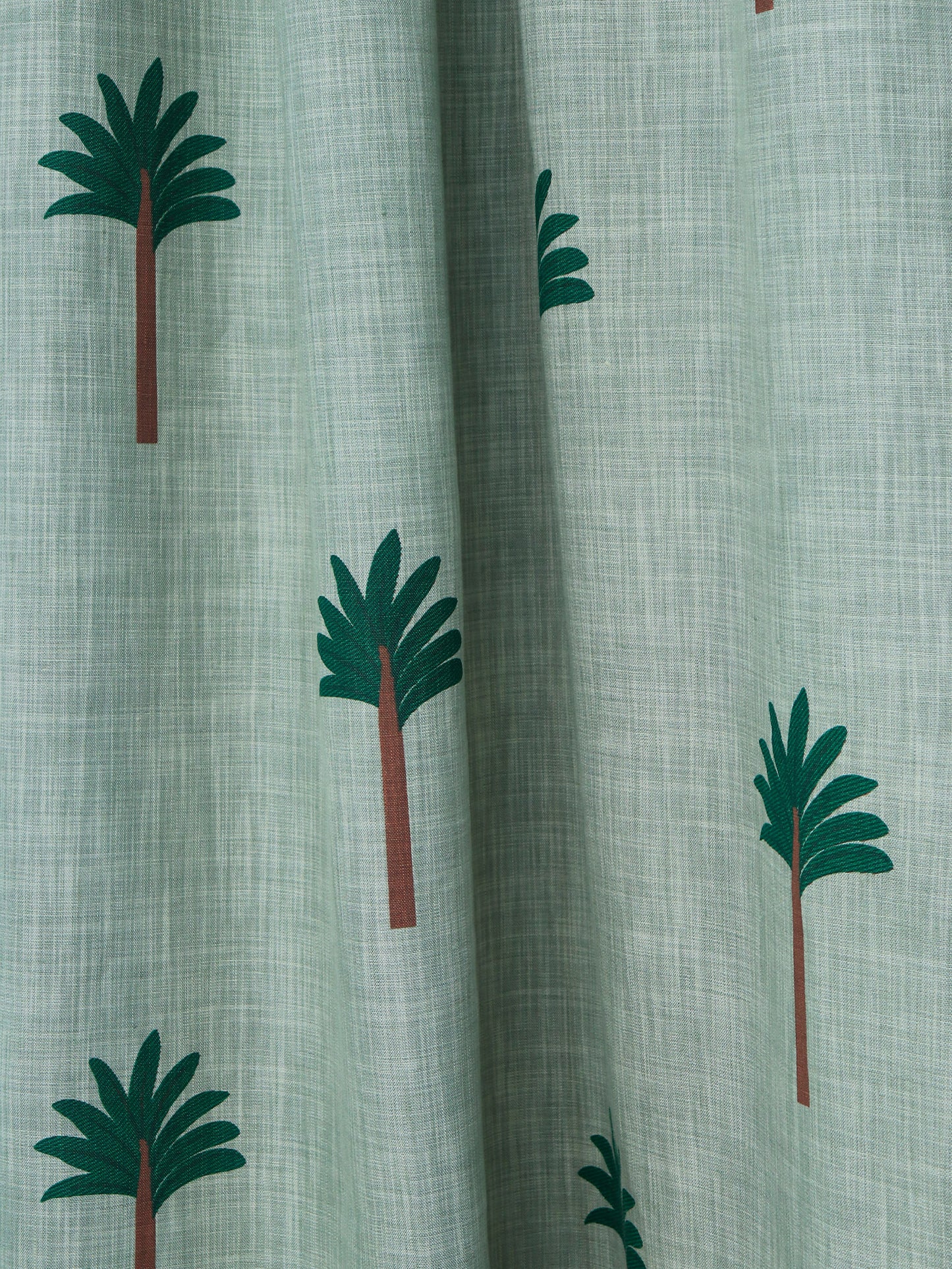 Door Curtain Screen Printed Coconut Tree Rod Pocket Green - 52" X 90"