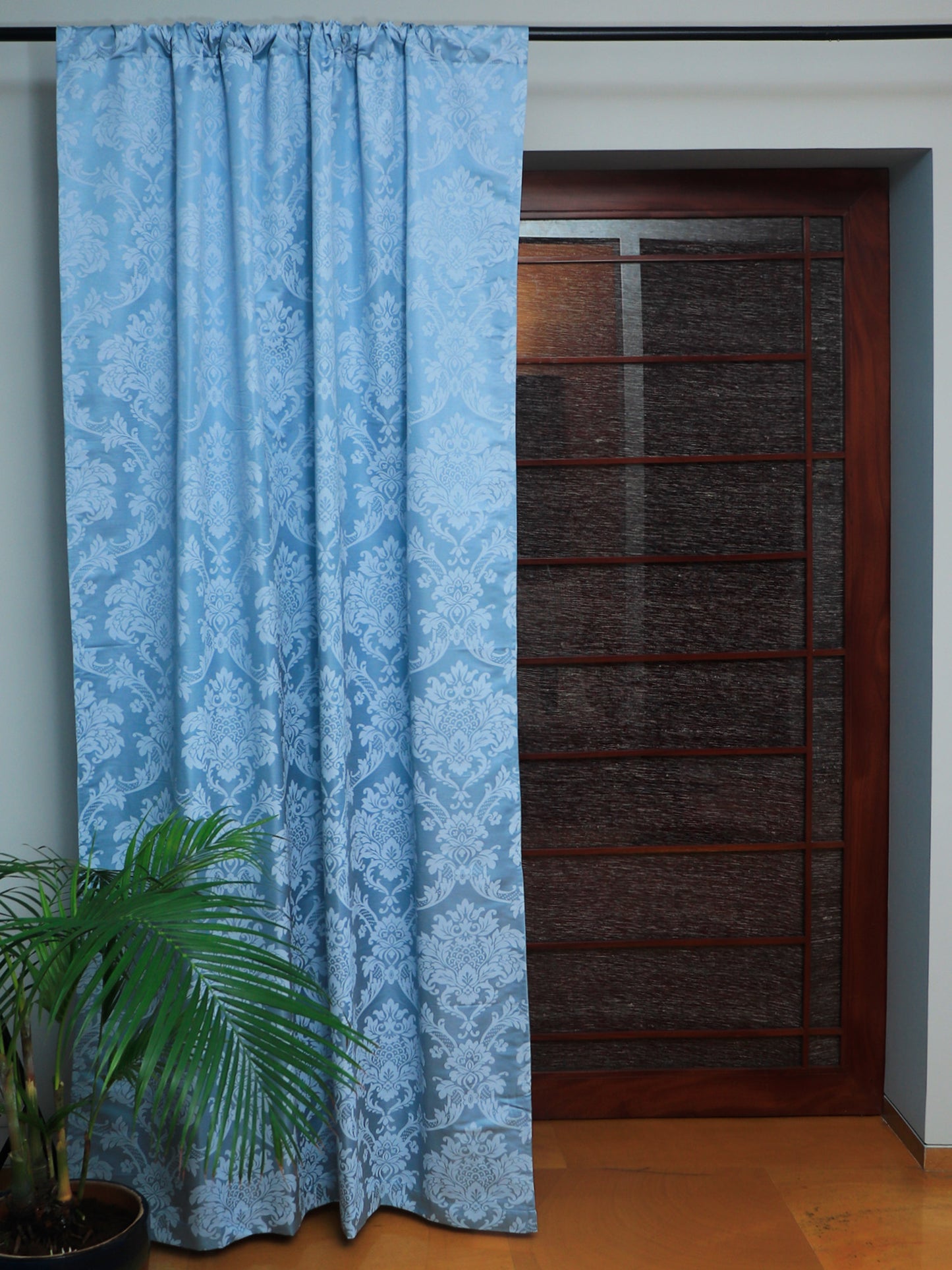Door Curtain Screen Printed Abstract Rod Pocket Light Blue - 52" X 90"