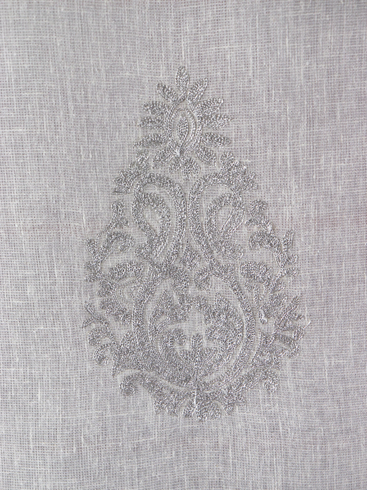 Door Semi Transparent Sheer Polyester with Silver Embroidered Motif White - 54" x 84"