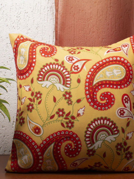 Yellow Printed Cushion Cover 16"X16"