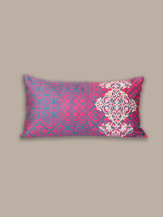 Cushion Cover Velvet Trellis Pattern Pink - 12" X 22"