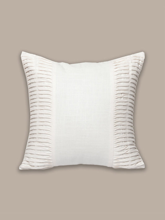 Technique Cushion Cover Solid 100% Cotton Shell Pleated Off White - 16" X 16"