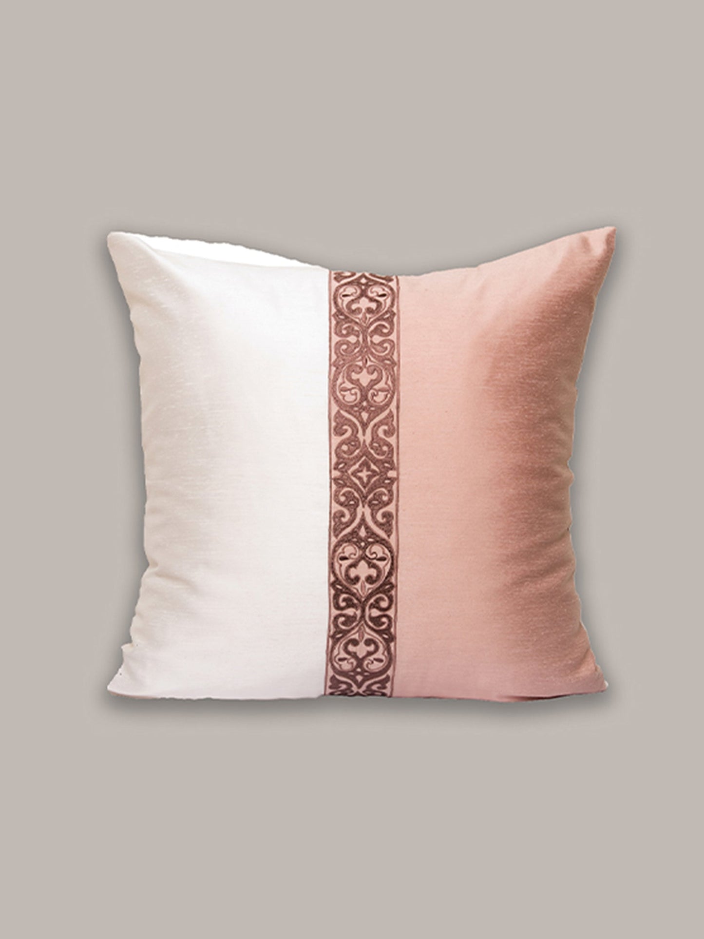 Cushion Cover Solid 100% Polyester  Rose Pink/White 24"X24"