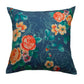 Cushion Cover Poly Canvas Abstract Floral Blue - 16" X 16"