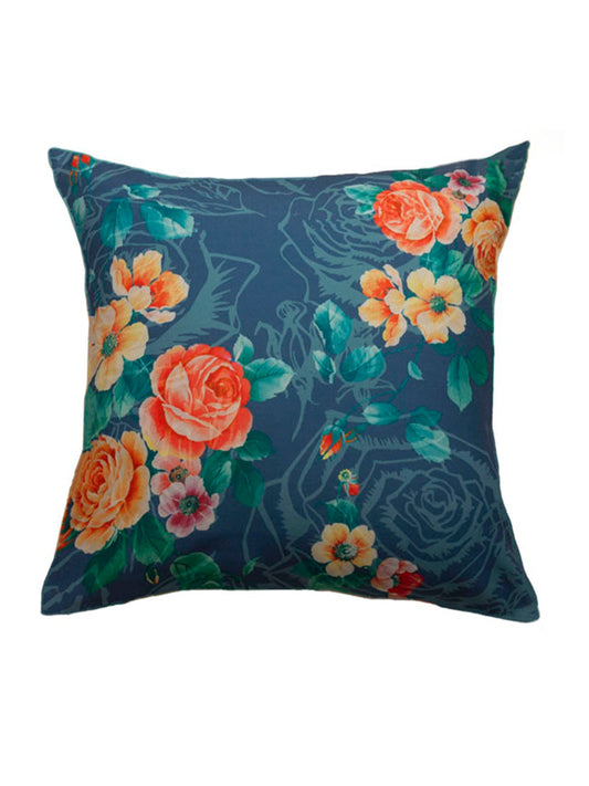 Cushion Cover Poly Canvas Abstract Floral Blue - 16" X 16"