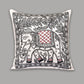 Embroidered Cushion Cover Cotton & Polyester White/Black - 16" X 16"