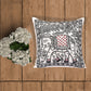 Embroidered Cushion Cover Cotton & Polyester White/Black - 16" X 16"