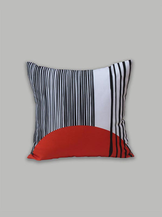 Cushion Cover 100% Polyester Abstract Lines Print Rust Black - 16"X16"