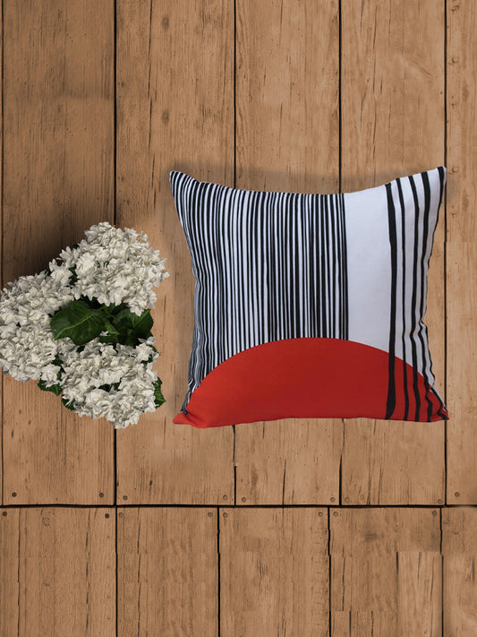 Cushion Cover 100% Polyester Abstract Lines Print Rust Black - 16"X16"