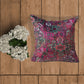Embroidered Cushion Cover Velvet Digital Printed Purple - 16" X 16"
