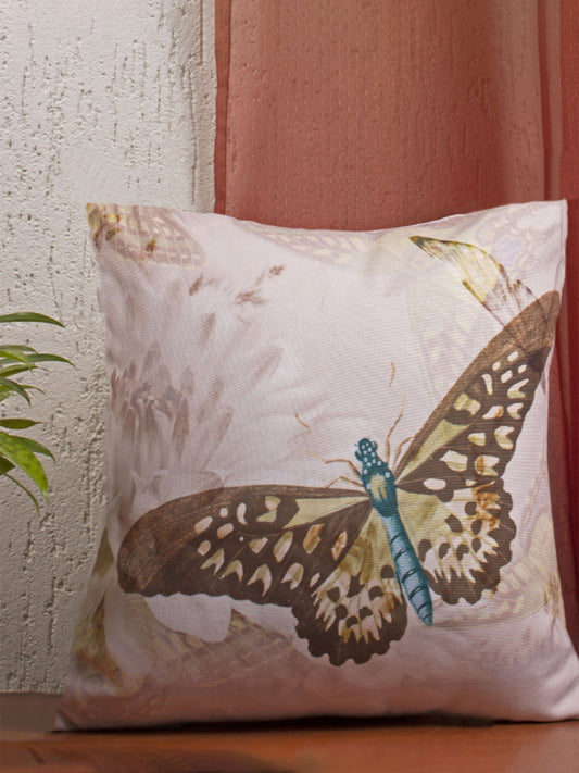 Printed Cushion Cover Poly Canvas Butterfly Multi - 16" X 16"