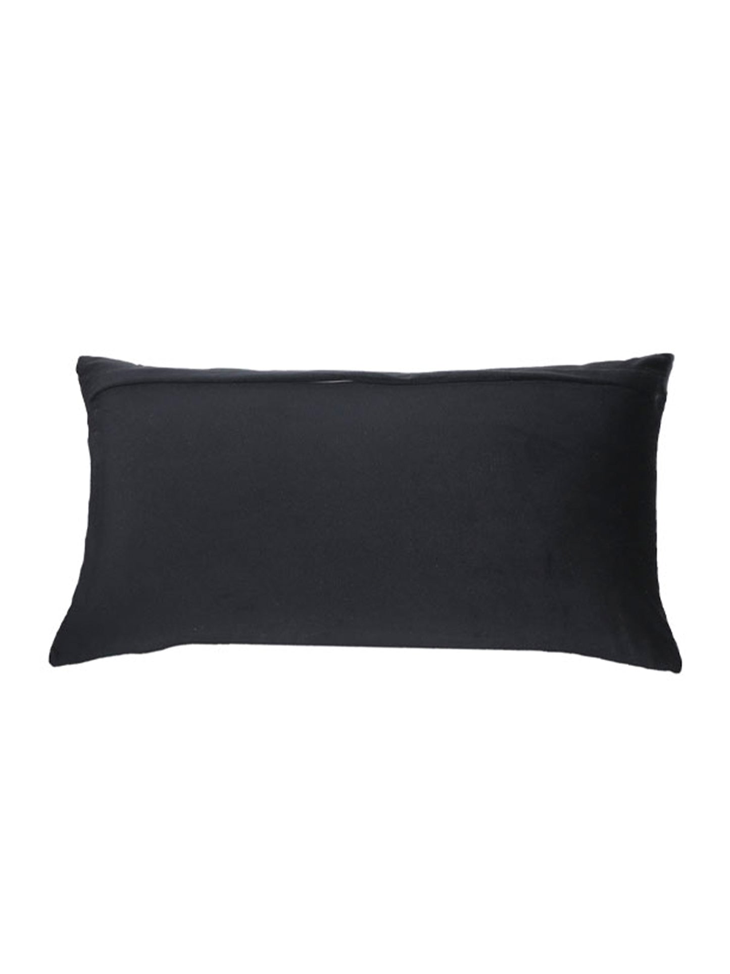 Embroidered Cushion Cover Velvet Floral Black - 12" X 22"