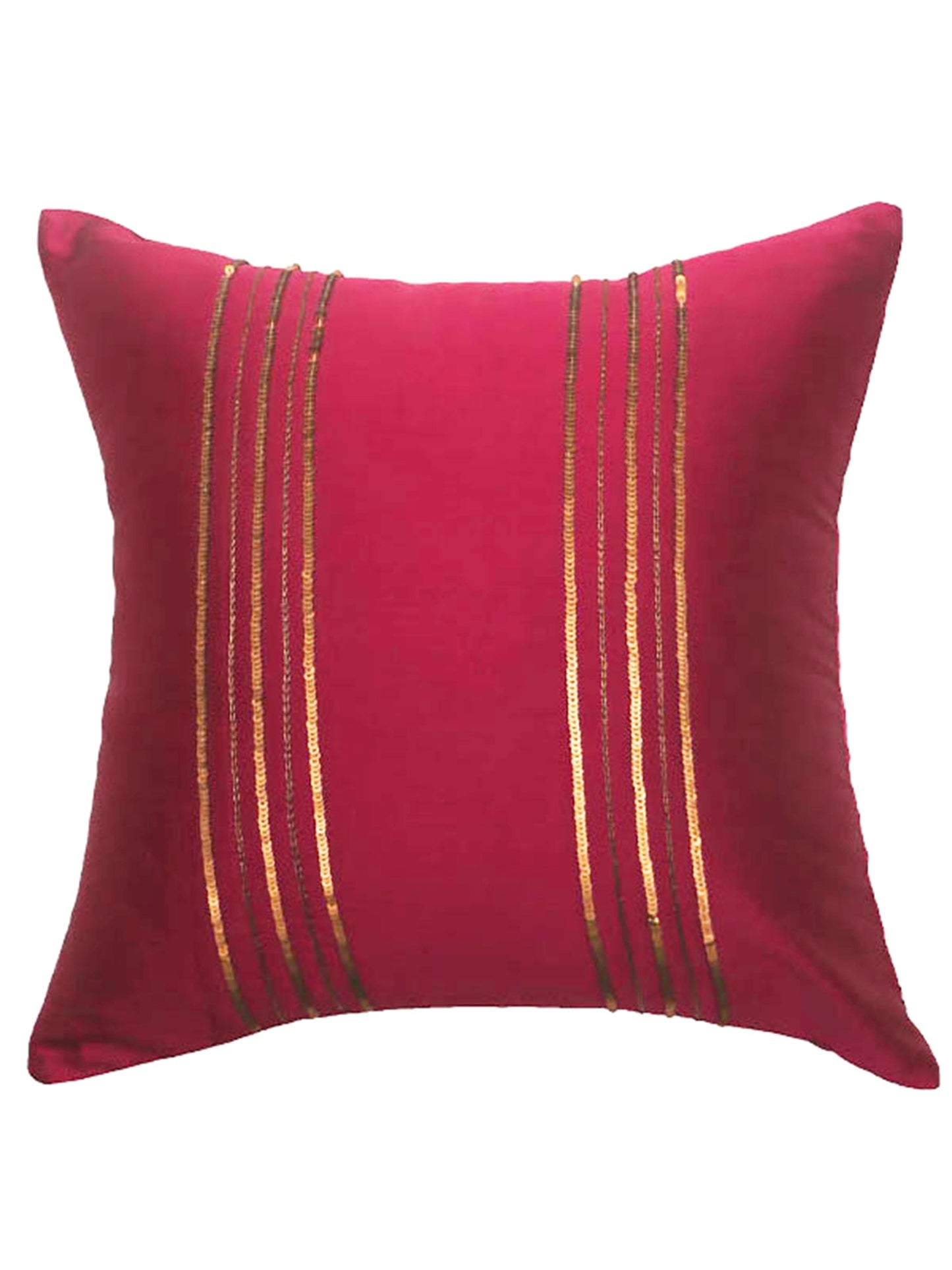 Embroidered Cushion Cover 100% Polyester  Sequin Stripes Purple - 12" X 12"