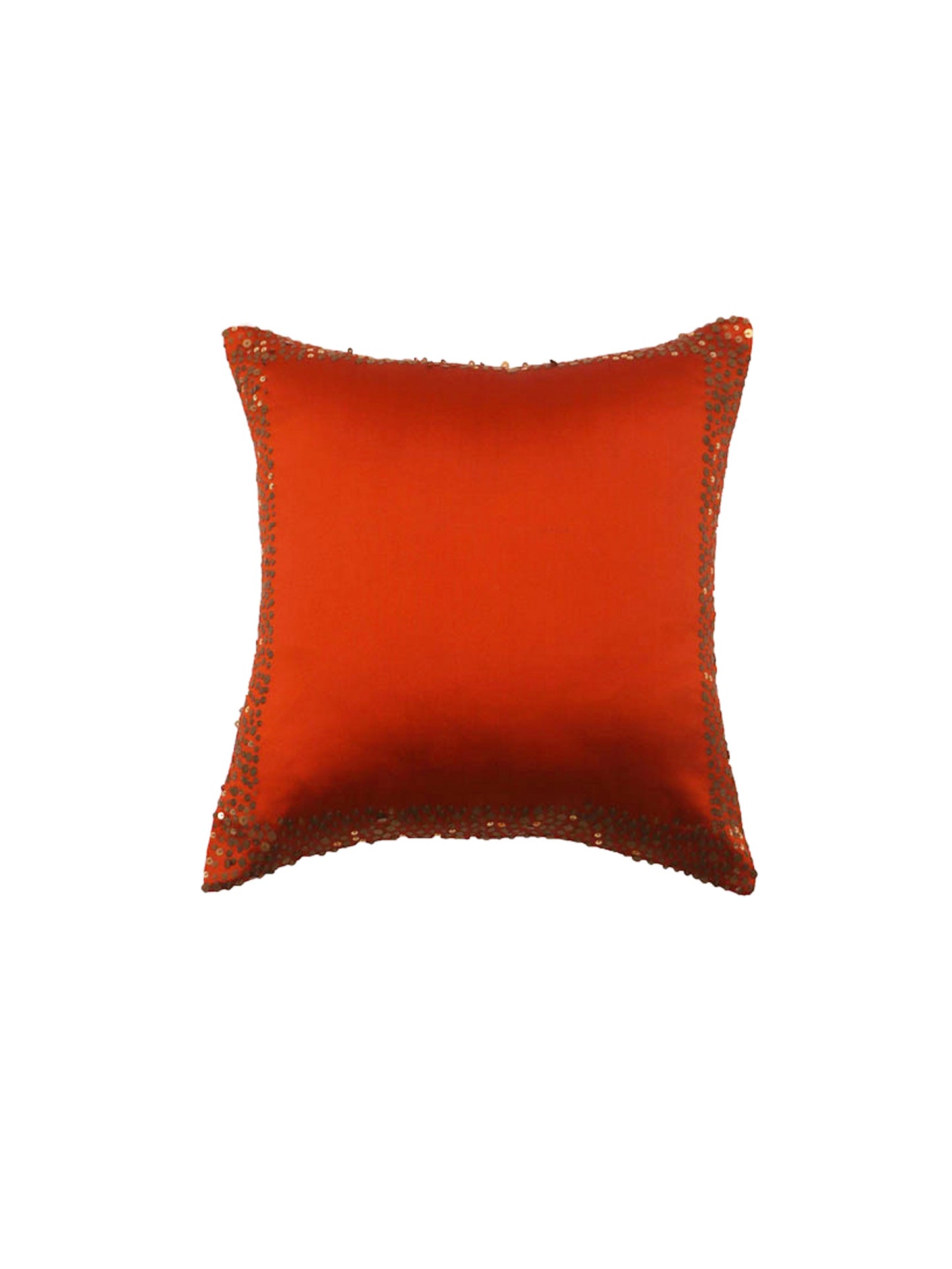 Hand embroidered 100% Polyester Cushion cover Orange- 12"x12"