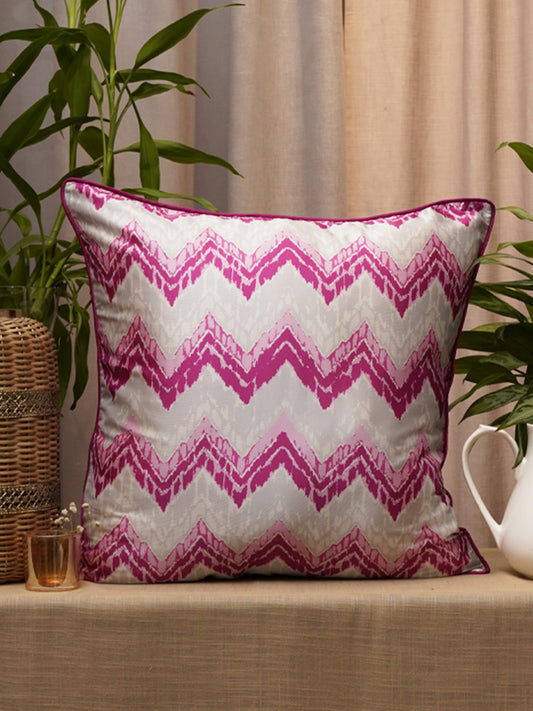 Co-ordinated Cushion Cover Set of 5 Polyester Off-White and Pink  - 20" X 20", 16" X 16", 12" X 22"
