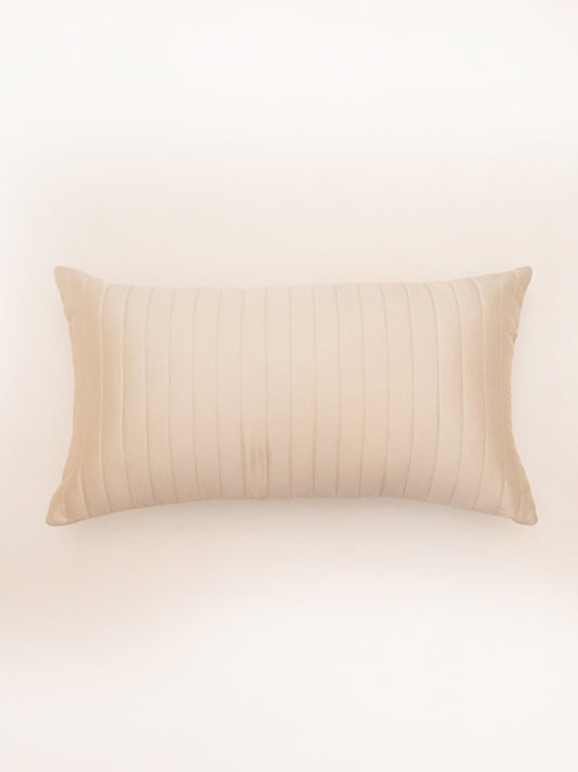 Polyester Stiped Off-White Cushion Cover, 12"X 22"