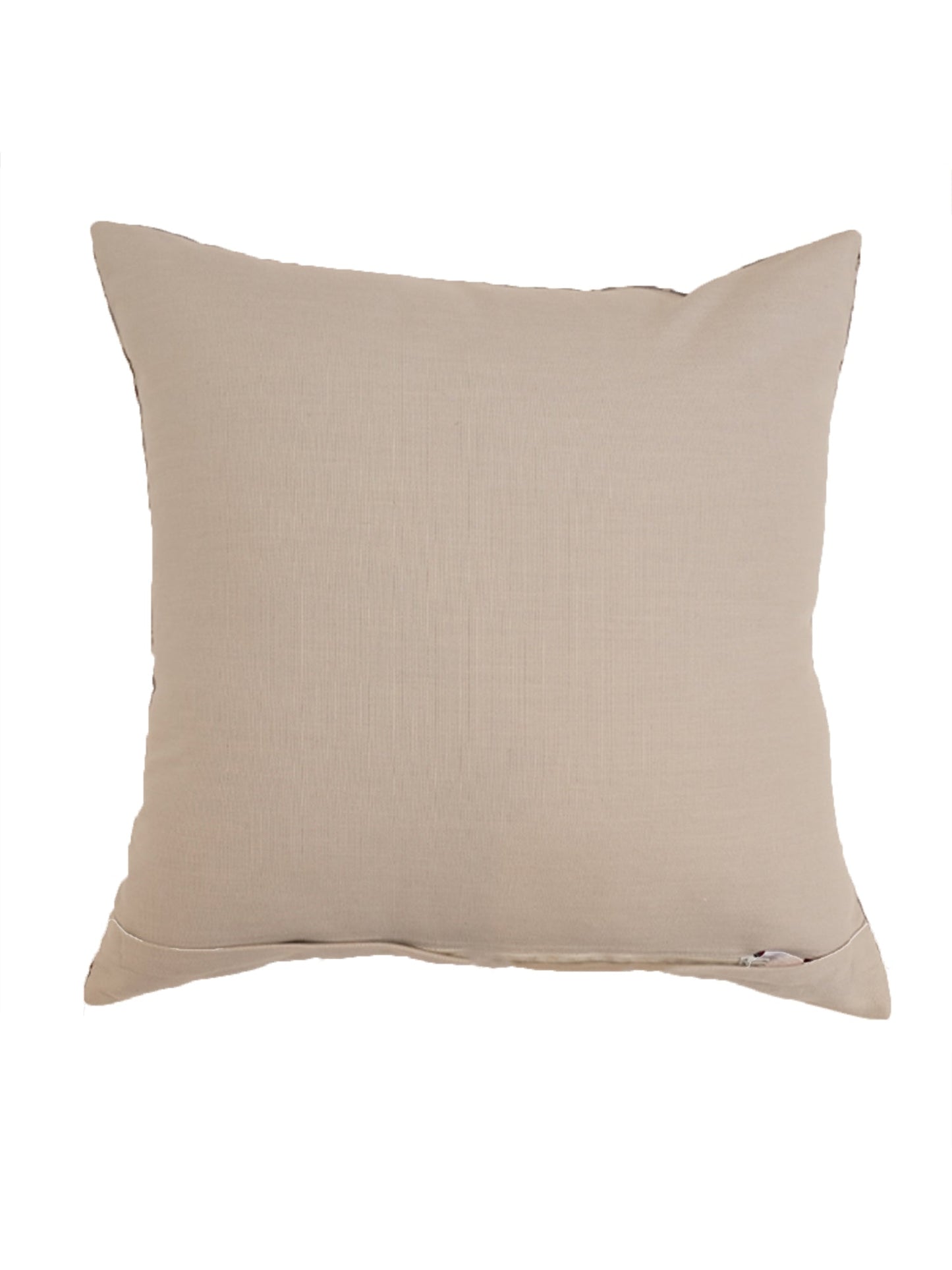 Cushion Cover with Zari Embroidery on Floral Print Polycanvas Grey - 20" X 20"