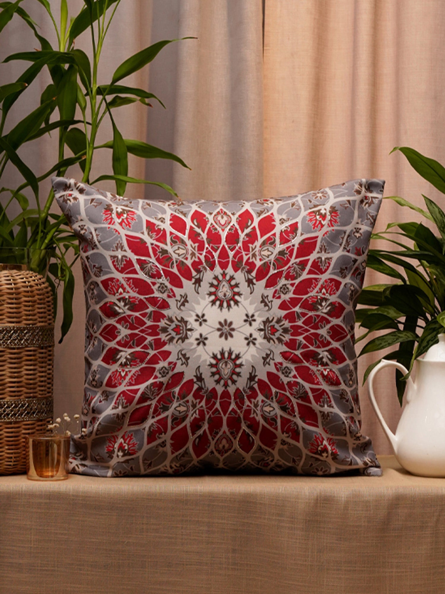 Digital print With Hand embroidered Cushion cover
