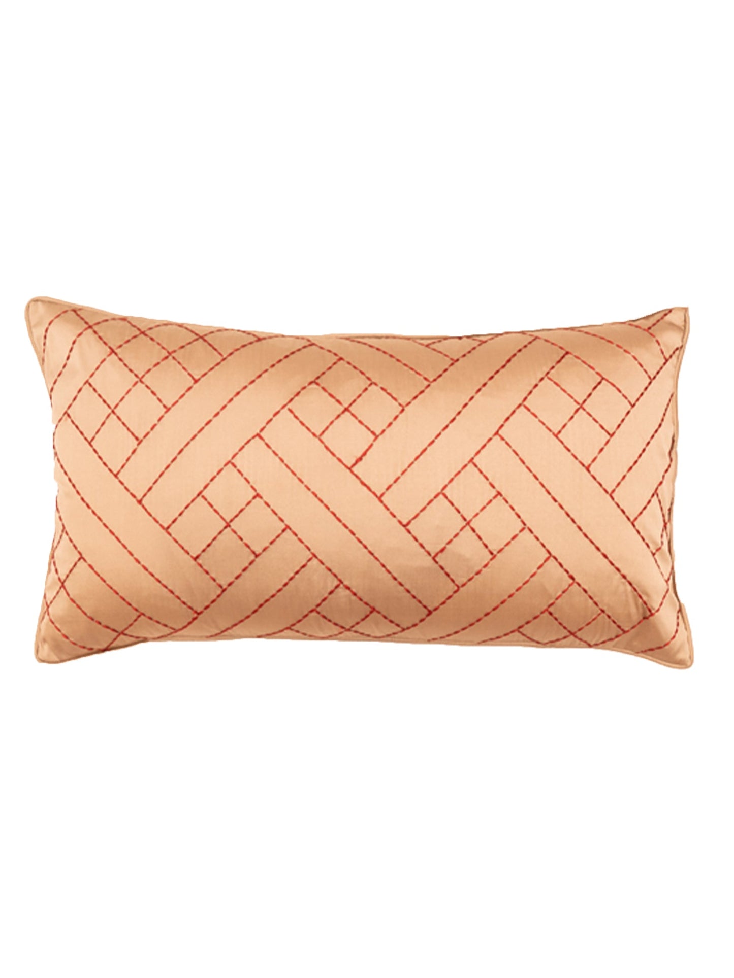 Embroidered Cushion Cover Polyester Brown - 12" X 22"